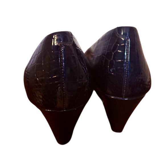 Bandolino Amoire Women Navy Snake Skin Open Toe Heel Shoe Size 7M - Picture 3 of 7